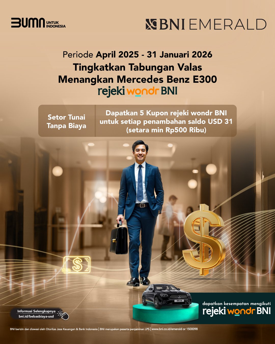 Tingkatkan Tabungan Valas, Menangkan Mercedes Benz E300 dalam Undian Rejeki wondr BNI